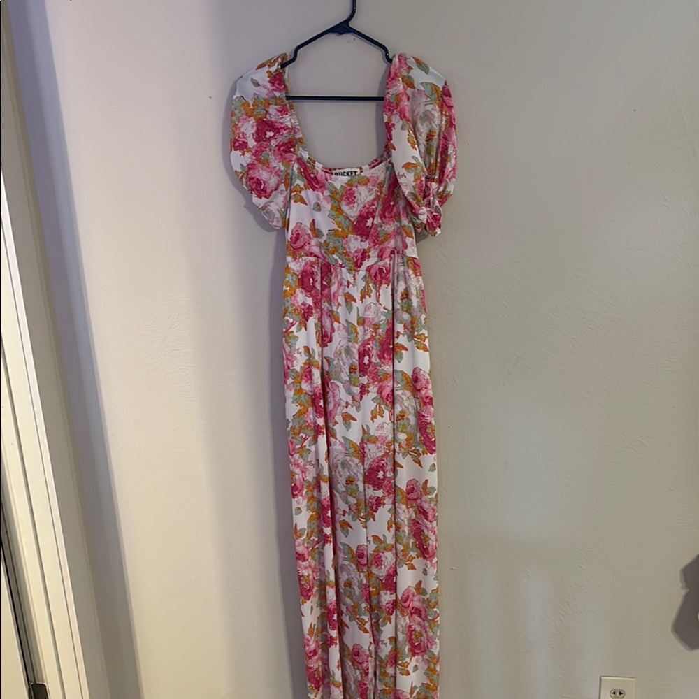 BUCKETLIST Floral Puff Sleeve Jumpsuit
